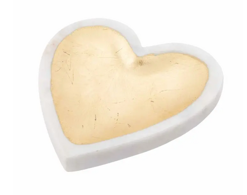 White Marble Gold Heart Tray