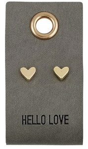 Leather Tag Earrings-Heart