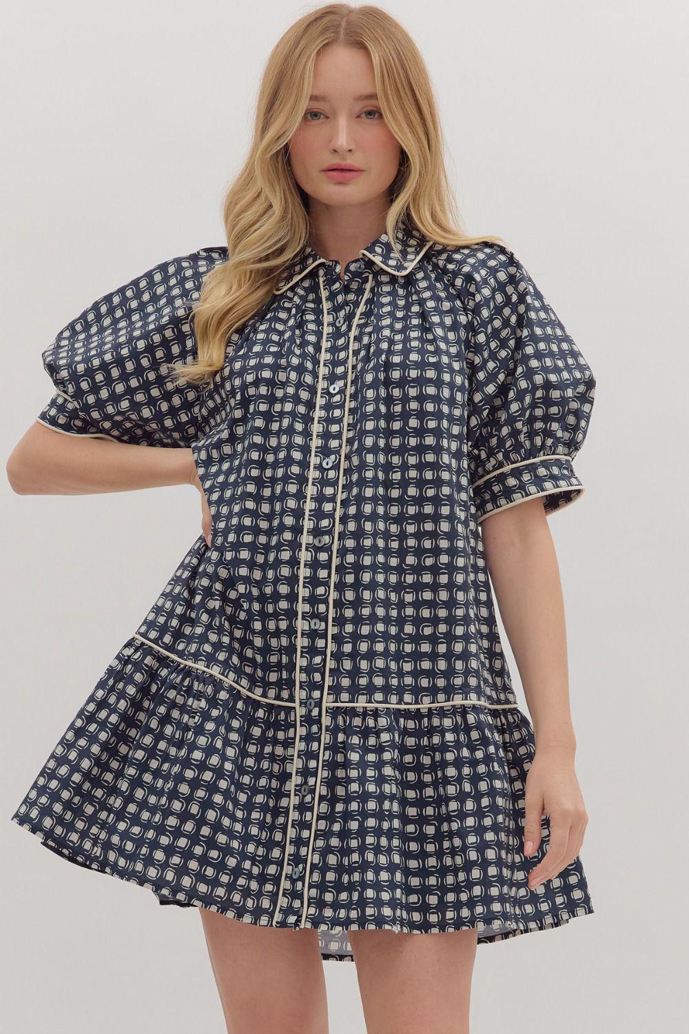 ENT-Navy White Dress