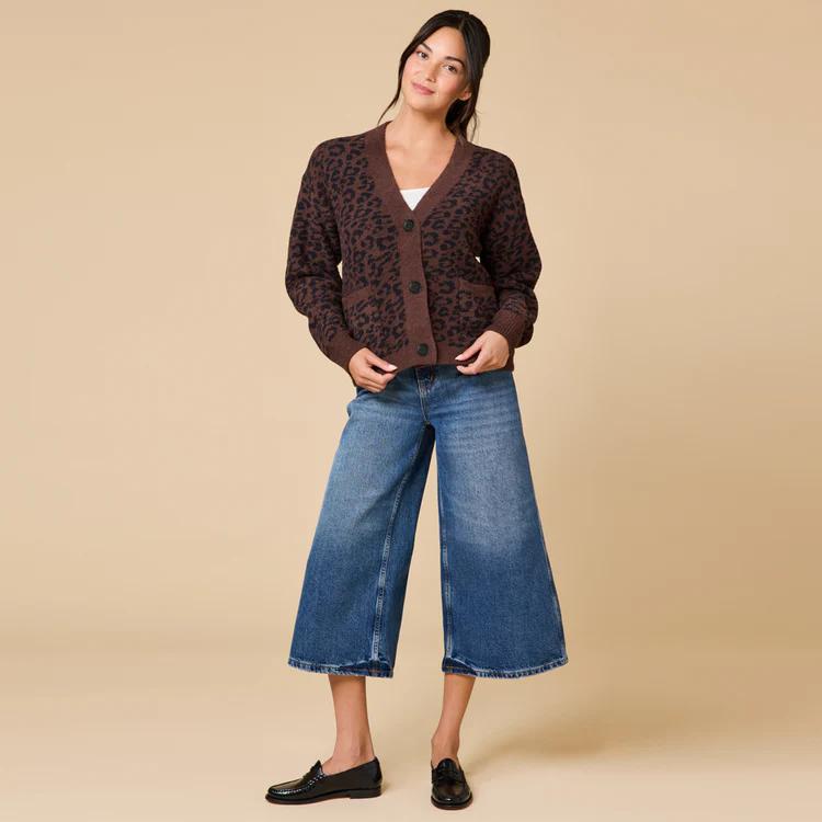 SOF-Crop Leopard Cardigan