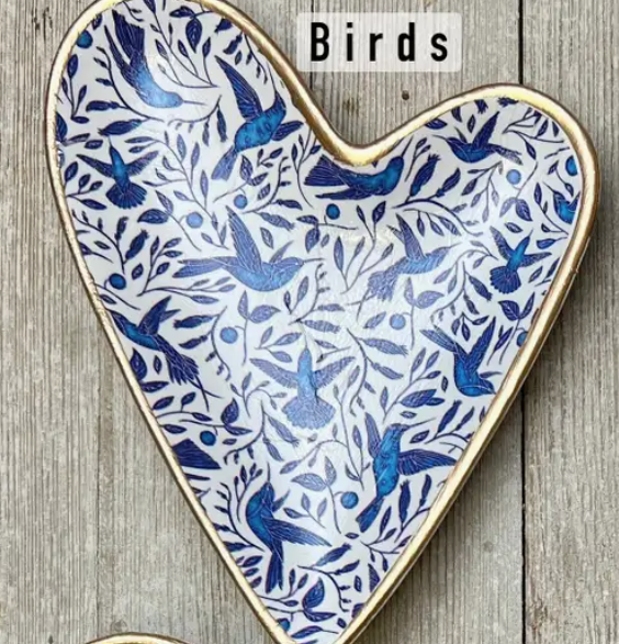 Ceramic Heart Dish/Birds