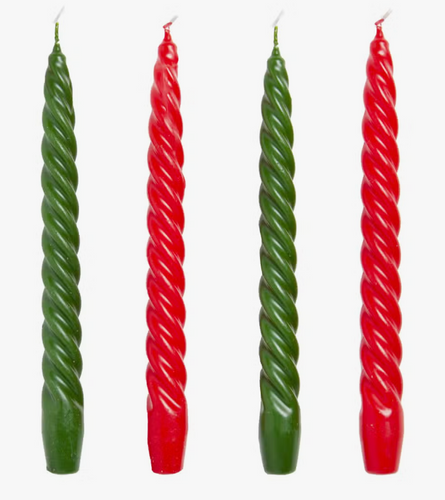 Red & Green Spiral Candles-4 Packholdiay