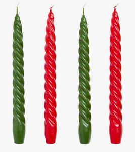 Red & Green Spiral Candles-4 Pack