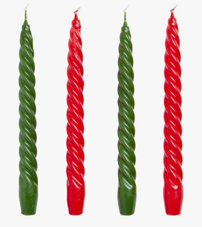 Red & Green Spiral Candles-4 Pack