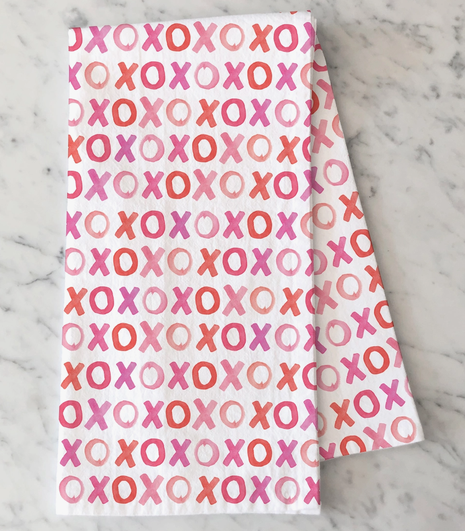 Pink XOXO Tea Towel