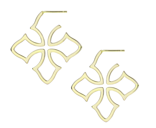 Grace Cross Hoop Earrings Gold