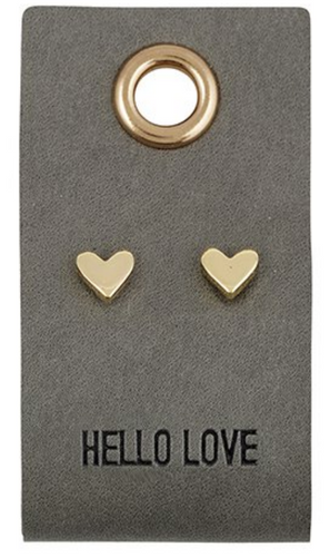 Leather Tag Earrings-Heart