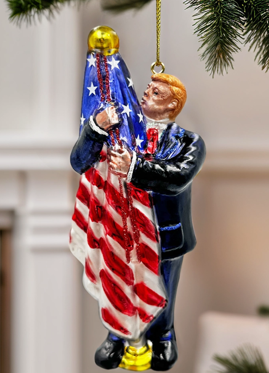 Trump Kissing Flag Ornament