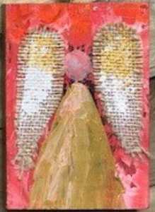Wood Painted Angel - Coral