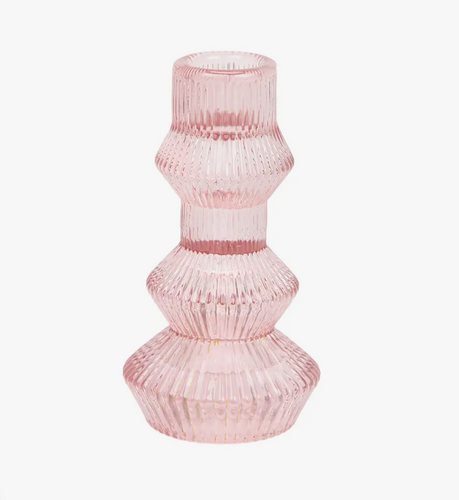 Ribbed Pink Candlestick