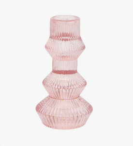 Ribbed Pink Candlestick