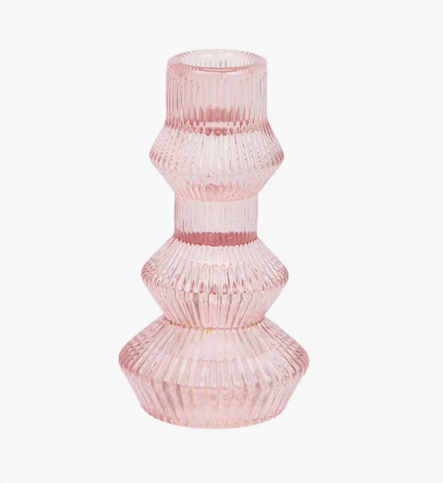 Ribbed Pink Candlestick