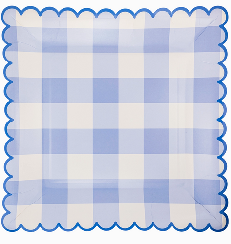 Blue Gingham Paper Plates
