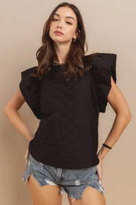 Quilted Ruffle Sleeve/Black