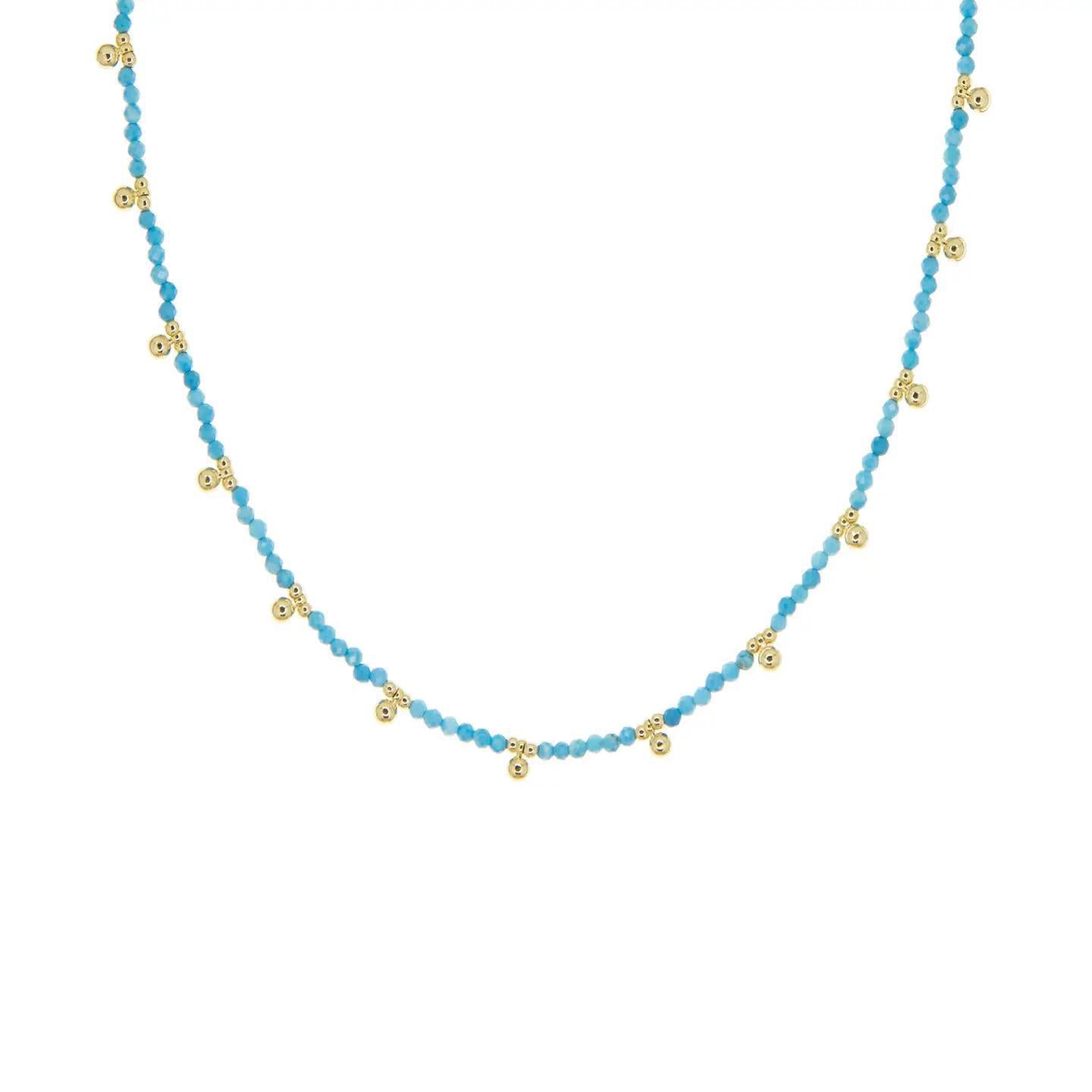 MSJ-Turquoise Choker w/Gold Drops
