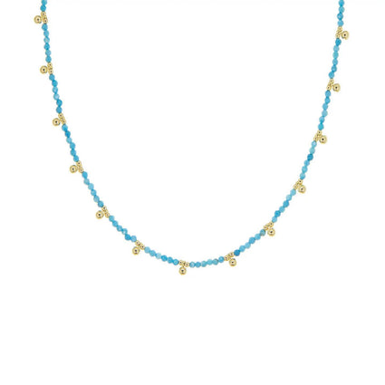 MSJ-Turquoise Choker w/Gold Drops
