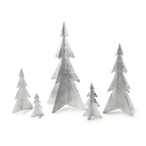 Set of 5 Silver Trees