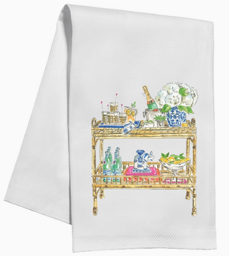 Blue Bar Cart Tea Towel