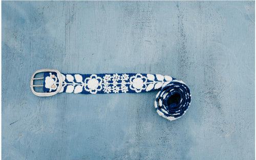 Blue/White Embroidered Belt