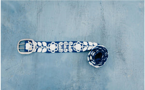 Blue/White Embroidered Belt