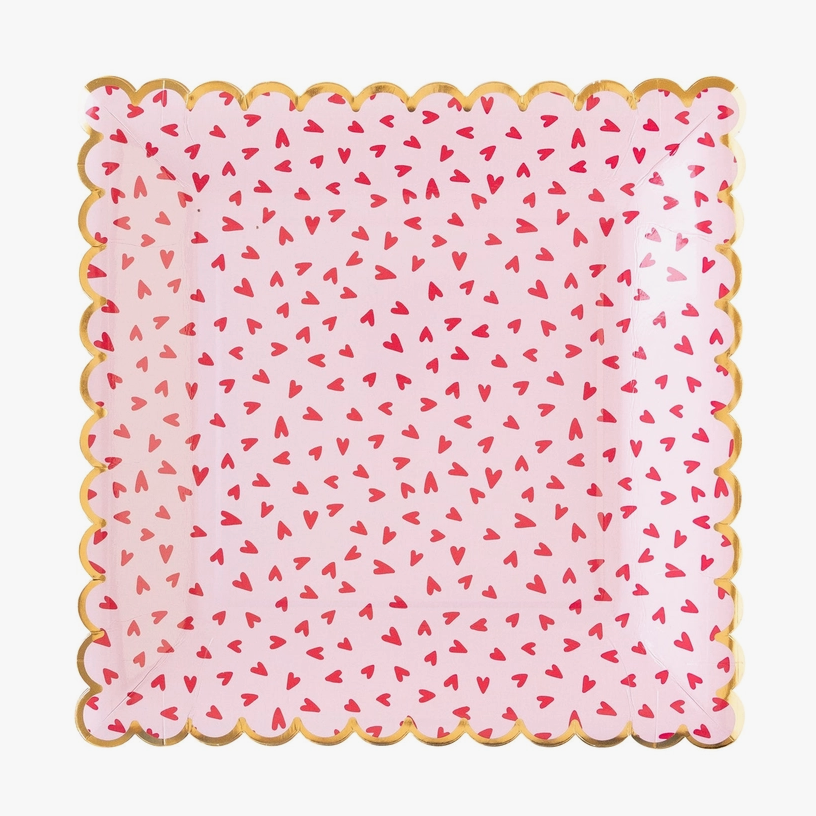 Scattered Hearts Paper Plate