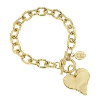 SS-Gold Heart Toggle Bracelet