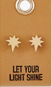 Leather Tag Star Earrings