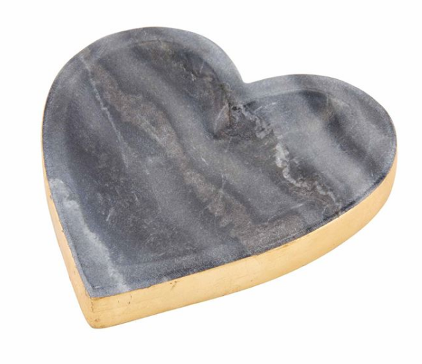 Gold Edge Marble Heart Tray