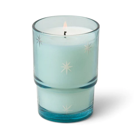 Noel Etched Stars Candle/Blue