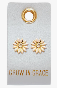 Leather Tag Grow in Grace Earrings
