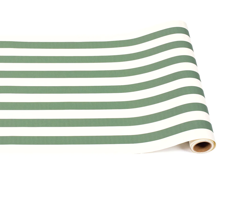 Dark Green Striped Table Runner