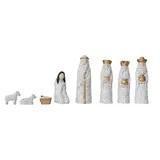White & Gold Resin Nativity Set of 8