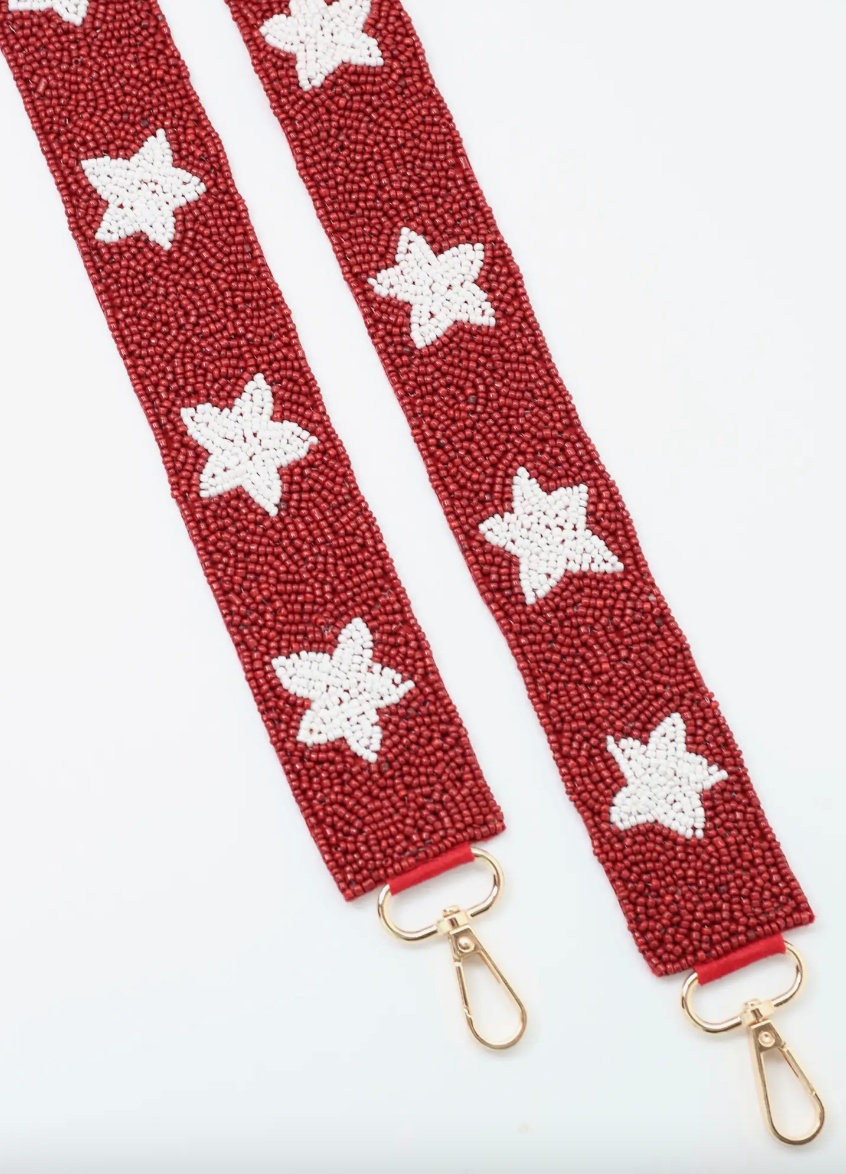 Crimson Star Beaded Crossbody Strap