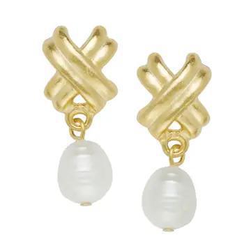 SS-Small X's w/Freshwater Pearl Earrings