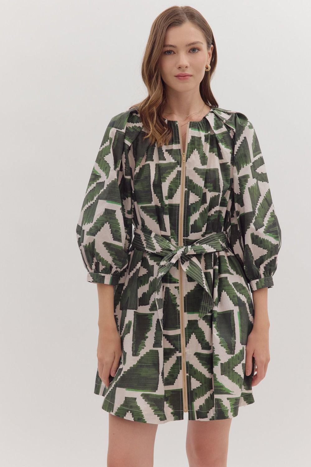 ENT-Olive Zip Dress