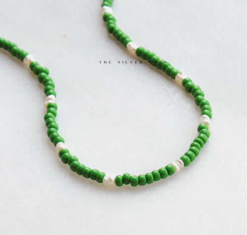 Kelly Green Beaded Necklace