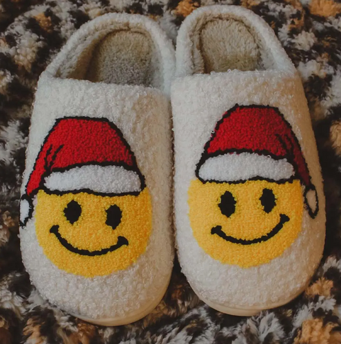 Santa Happy Face Slippers/white