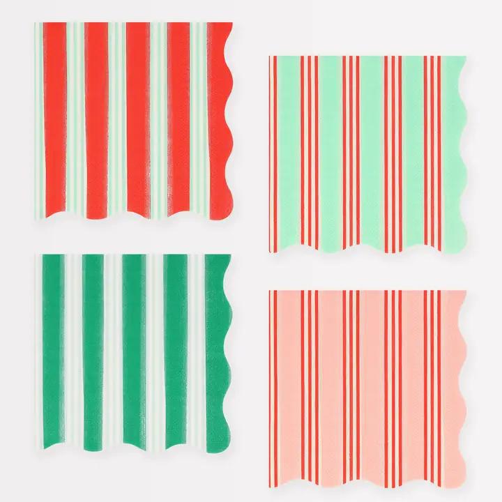 MER-Festive Stripe Cocktail Napkins