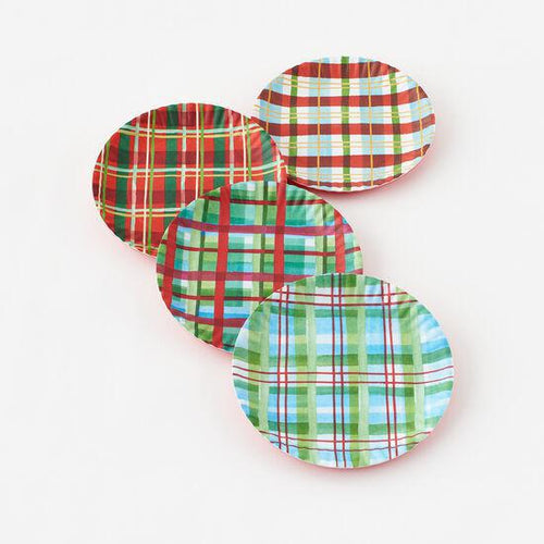 Plaid Melamine Plate Set/4