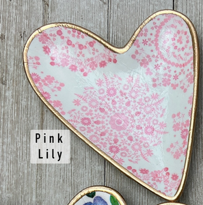 Ceramic Heart Dish/Pink Lily