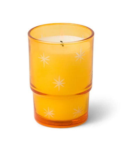 Noel Etched Stars Candle/Orange