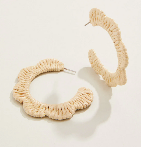 Scalloped Straw Hoop Earrings