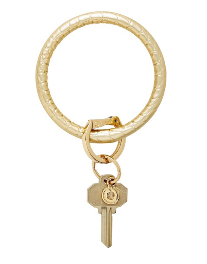 Leather O Key Ring-Gold Croc