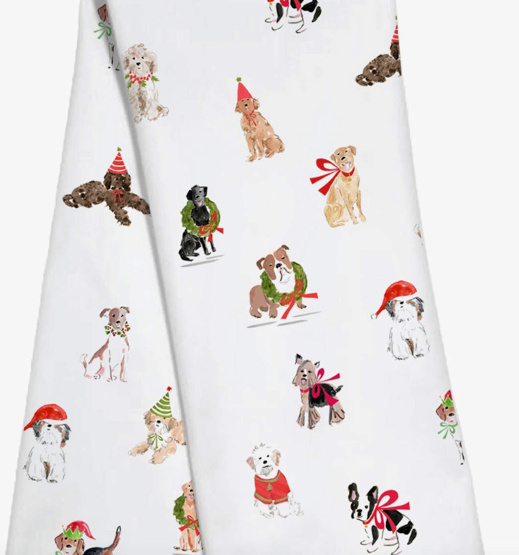 Christmas Dogs Tea Towel