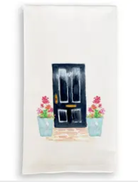 Black Door/ Geraniums Tea Towel