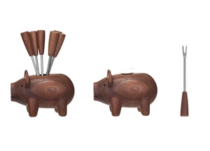 Pig Holder w/6 Appetizer Forks