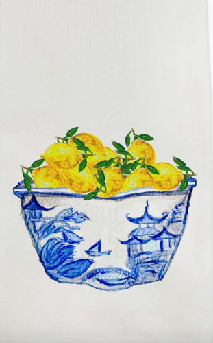 Blue Bowl w/Lemons Towel