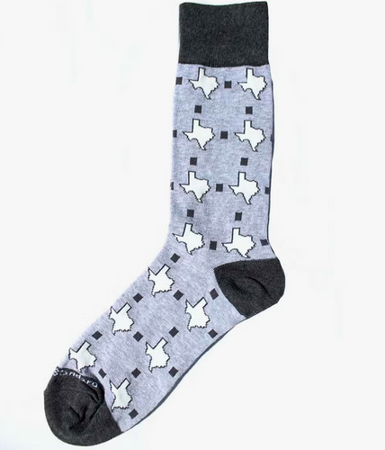 Texas Pride Socks/Gray & White