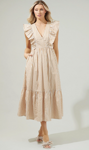 Luna Striped Taupe Dress