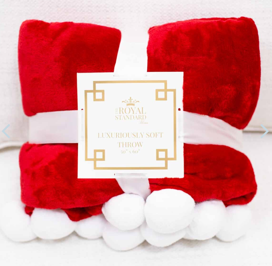 Santa Pom Pom Throw Red/White